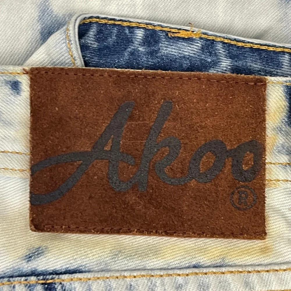AKOO Denim Shorts Mens 40 Standard‎ Fit Acid Wash Streetwear Distressed *Read